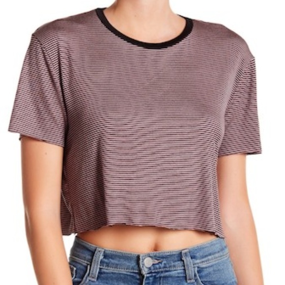Project Social T Tops - NEW Project Social T Striped Crew Neck Crop Tee